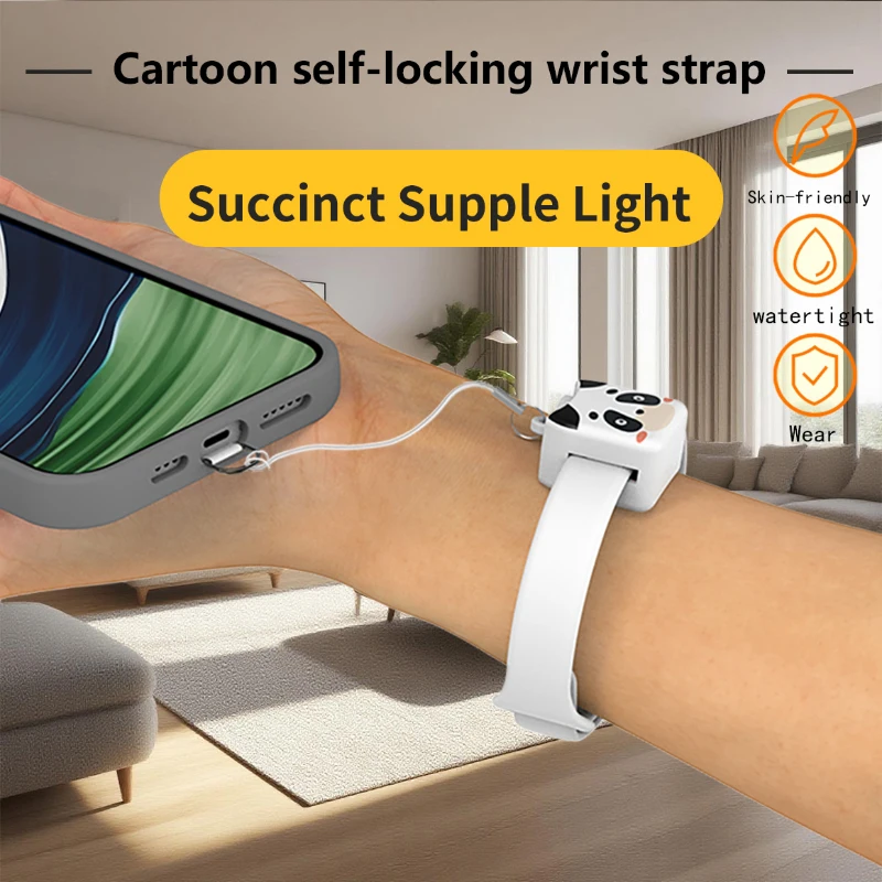 Nuevo cordón de pulsera de silicona ajustable con bloqueo automático de dibujos animados para iPhone Samsung Xiaomi Google Moto Huawei Honor todos los teléfonos - imagen 3