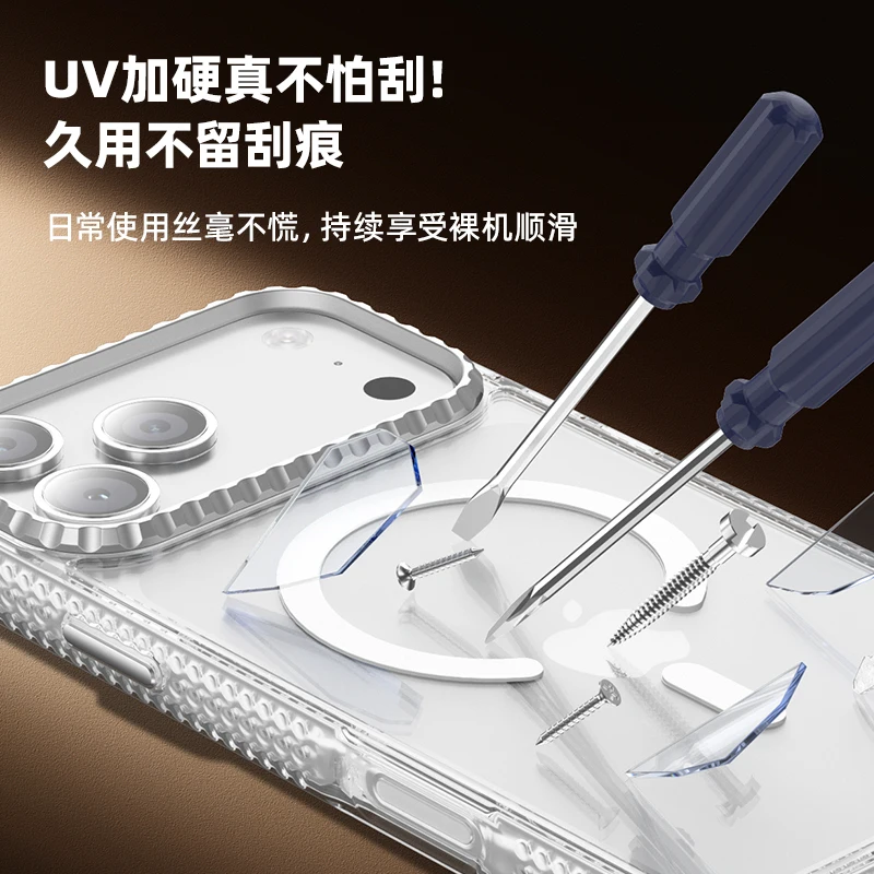 Para Magsafe transparente PC + funda de teléfono Tpu para IPhone 17 Pro Max 17 Air cubierta de carga inalámbrica magnética para IPhone 16 15 Pro - imagen 3