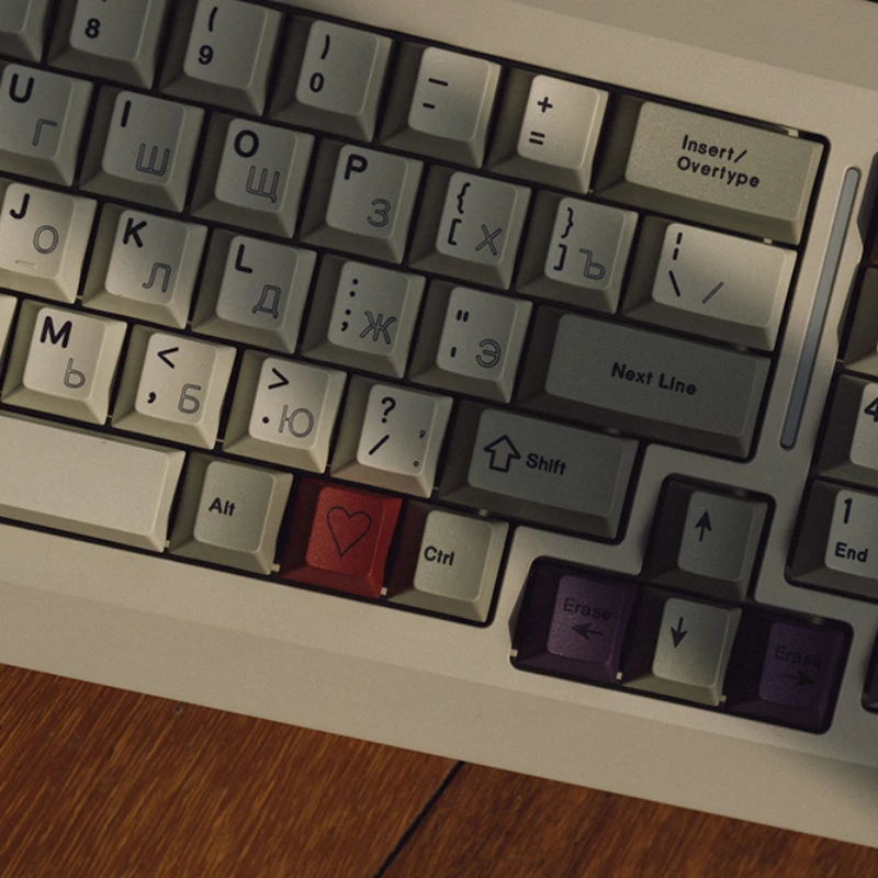 Juego de teclas rusas Vintage PBT, 155 teclas, tapa de teclado gris personalizada, perfil de cereza, teclas para juegos para teclado mecánico