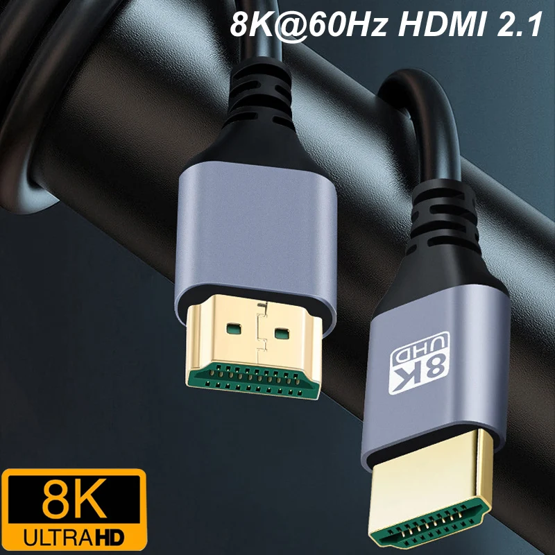 0,5 M 1M 2M 3M 5M trenza de nailon 8K @ 60HZ 7680*4320 4K @ 120HZ 3840*2160 1080p HDR 48Gbps QFT V2.1 Cable de extensión macho Compatible con HDMI