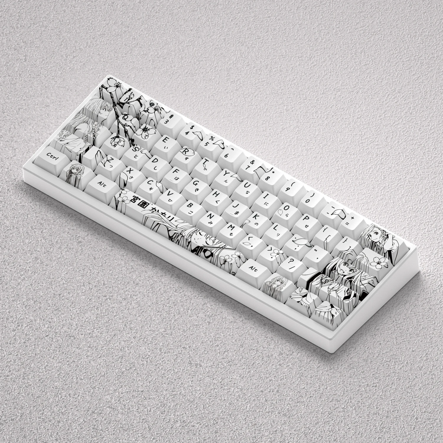 Teclas Miyazono Kaori de 73/98 teclas, teclas de Anime para teclado mecánico, sublimación de tinte PBT, cinta blanca cereza, Mad 60he 68he, juego de PC - imagen 4