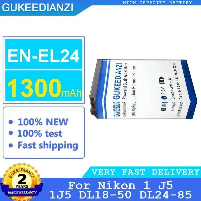 Batería de cámara ligera EN-EL24 carga rápida 1300Mah para Nikon 1 J5 1J5 DL18-50 DL24-85
