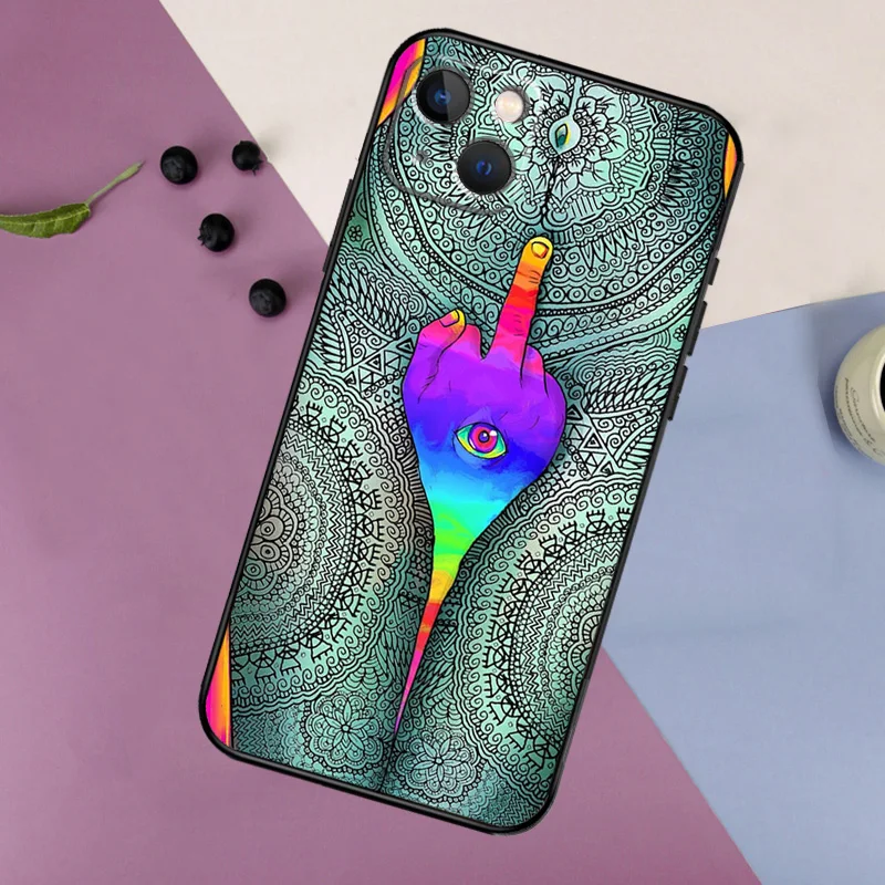 Funda de silicona colorida psicodélica Trippy Art para iPhone 17 15 14 12 11 13 Pro Max 16 Plus 12 13 Mini 16e 17 Air contraportada - imagen 5