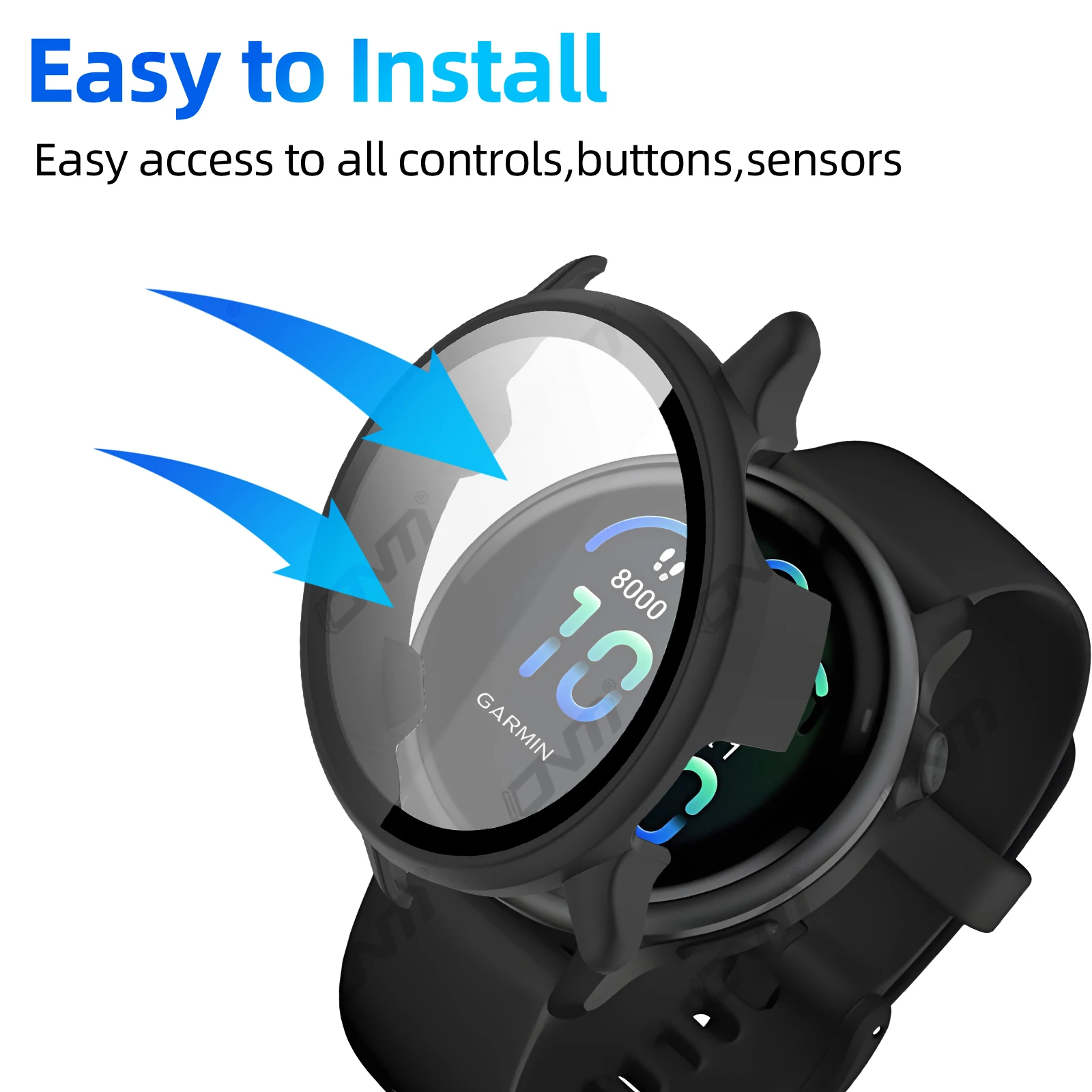 Vidrio + funda para Garmin VivoActive 6, Protector de pantalla de vidrio templado y parachoques protector de PC duro para accesorios Vivo Active 6 - imagen 3