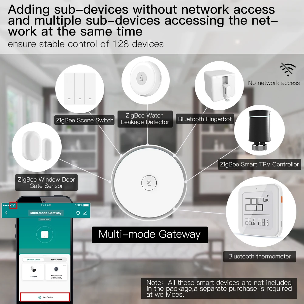 MOES-Puerta de enlace inteligente multimodo ZigBee 3,0, WiFi, Bluetooth, Hub de malla, funciona con la aplicación inteligente Tuya, Control por voz a través de Alexa y Google Home - imagen 5