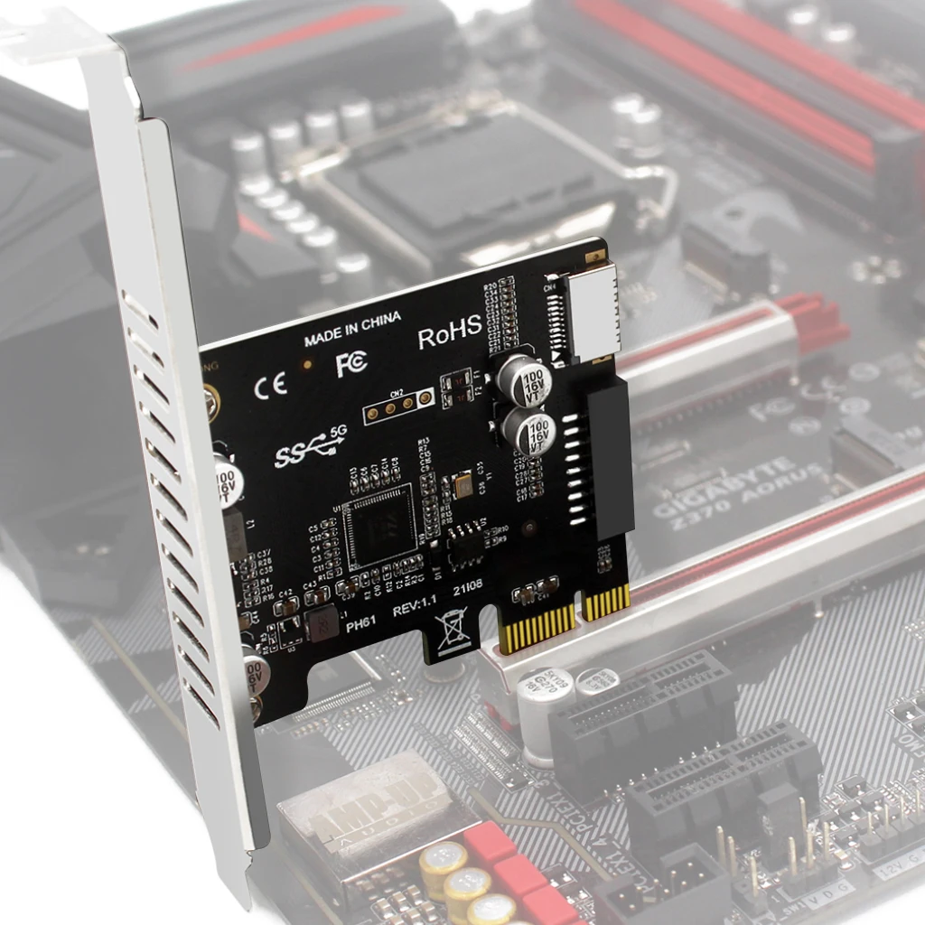 Tarjeta adaptadora PCI Express PCI-E a USB3.0 tipo-e, Panel frontal tipo-c, 19P, 20 pines, tarjeta de expansión Compatible con interfaz PCIe X4 X8 X16 - imagen 3
