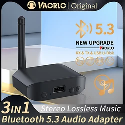 VAORLO Bluetooth 5.3 3 en 1 Transmisor-Receptor Audio 3.5mm Coche TV PC