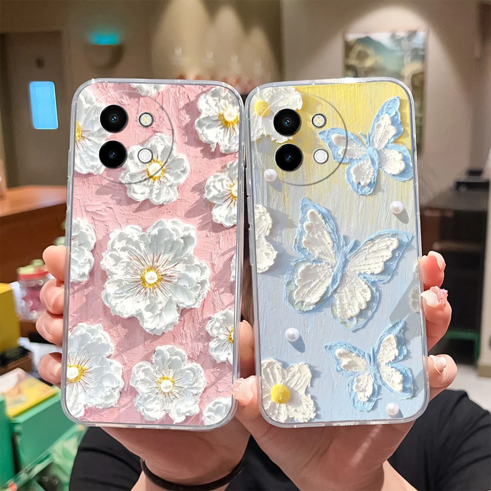 Funda para Vivo Y38 5G, Fundas protectoras traseras de silicona TPU suave transparente con múltiples patrones coloridos para Vivo Y 38