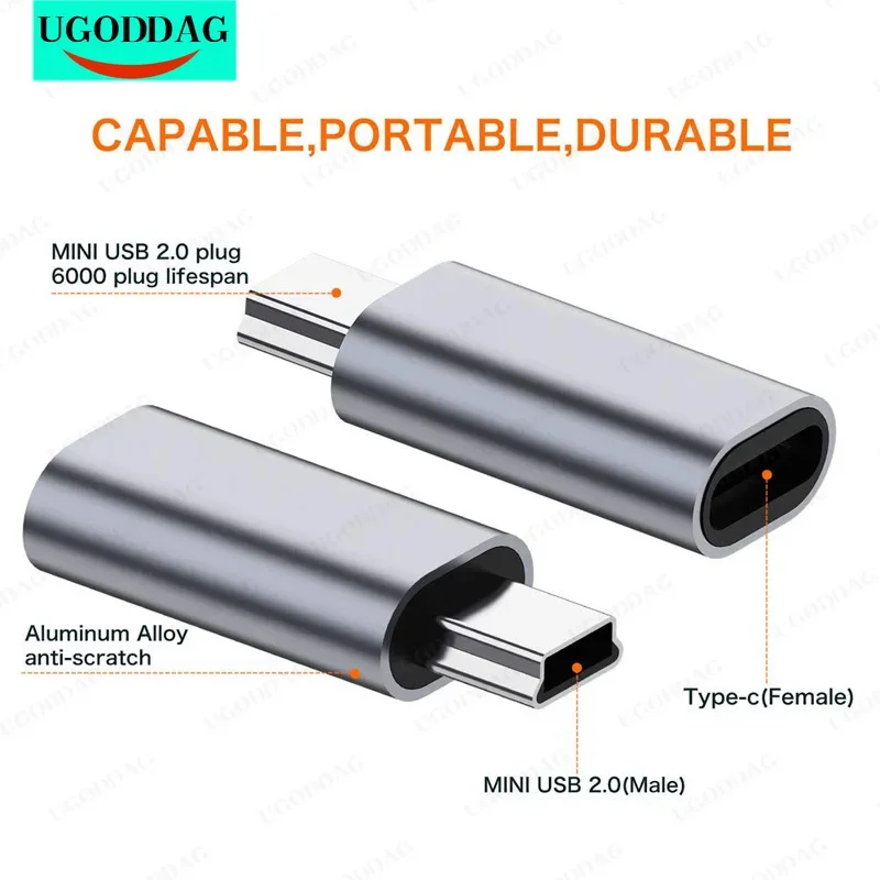 Conector USB Mini A tipo C, conector hembra a Mini USB macho, Compatible con reproductores de MP3, nuevo, USB-C