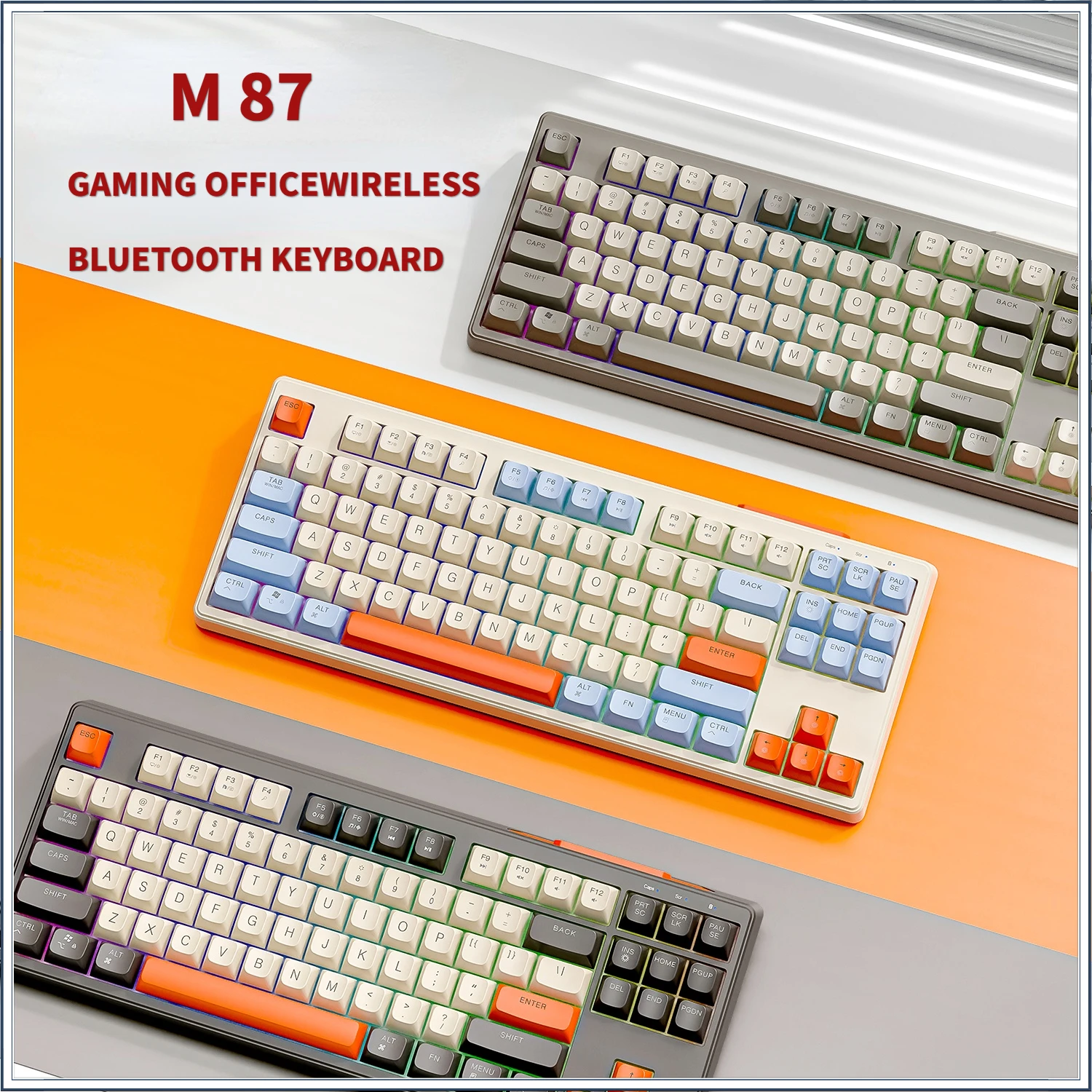 Teclado mecánico inalámbrico M87 modo Dual, sensación táctil silenciosa, retroiluminación RGB para juegos, teclas PBT duraderas para PC, portátil, oficina