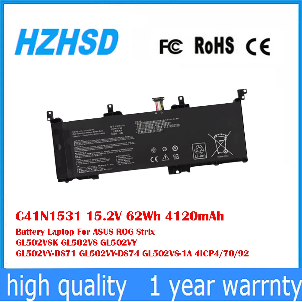 C41N1531 15,2 V 62Wh 4120mAh batería portátil para ASUS ROG Strix GL502VSK GL502VS GL502VY GL502VY-DS71 GL502VY-DS74 GL502VS-1A