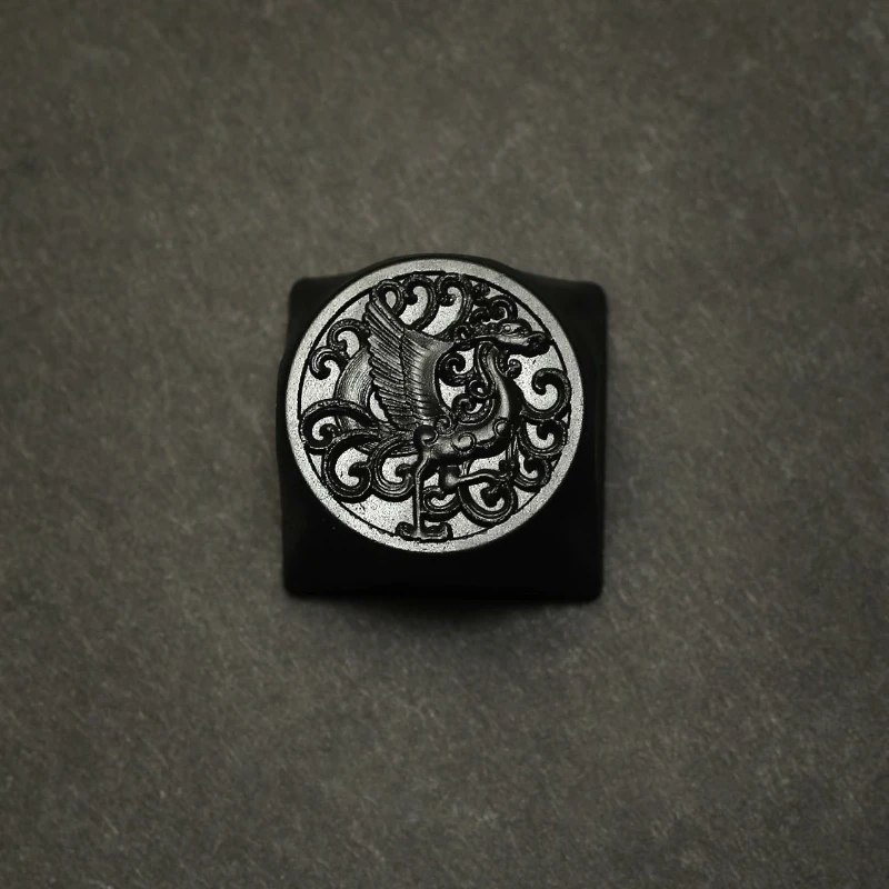 ECHOME-teclado translúcido tallado a mano, tapa artesanal personalizada para teclado mecánico, tema de los cuatro símbolos, Jade oscuro - imagen 5