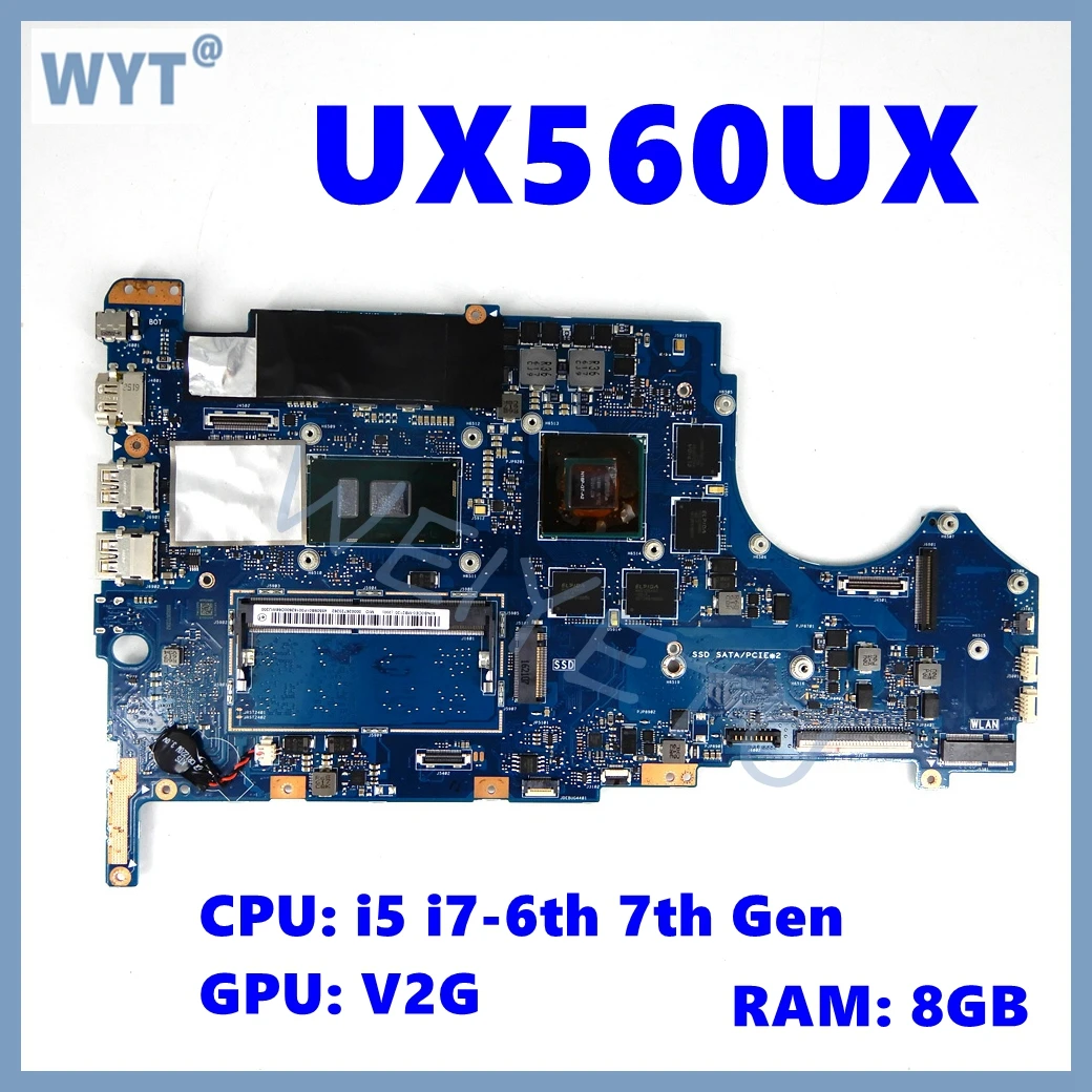 Placa base UX560UX con CPU i5 i7 8GB-RAM V2G-GPU para For Asus Q524UQ Q524UQK UX560UQ UX560UQK Q534UX Q534UXK placa base para ordenador portátil - imagen 2