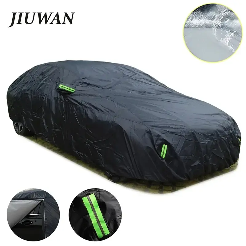 Universal SUV/Sedan Full Car cubre al aire libre impermeable sol lluvia nieve protección UV cremallera diseño negro