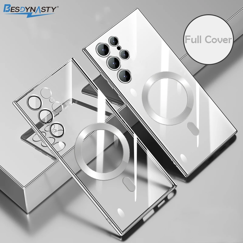 Funda de teléfono transparente de silicona suave chapada de lujo para Magsafe Samsung S26 Edge S25 S24 S23 S22 Plus cubierta protectora Ultra magnética - imagen 2