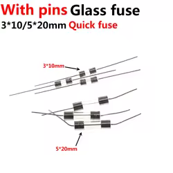 50/20 piezas 5x20mm 3x10 fusible de vidrio Axial de soplado rápido 250V con cable de plomo 5x20 F 1A/2A/3A/3.15A/4A/5A/6.3A/8A/10A/12A/15A tubo portafusible