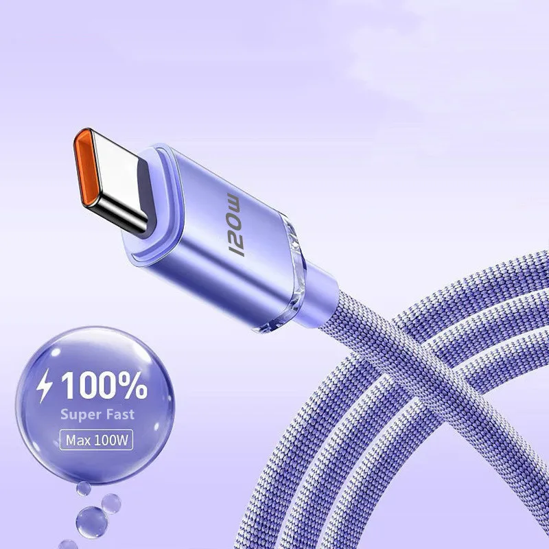 Cable de carga rápida tipo C de 120W, Cable de carga rápida USB-C, Cable de datos de alta velocidad 6A, carga para VIVO, Huawei, Xiaomi, Samsung y iPhone - imagen 2