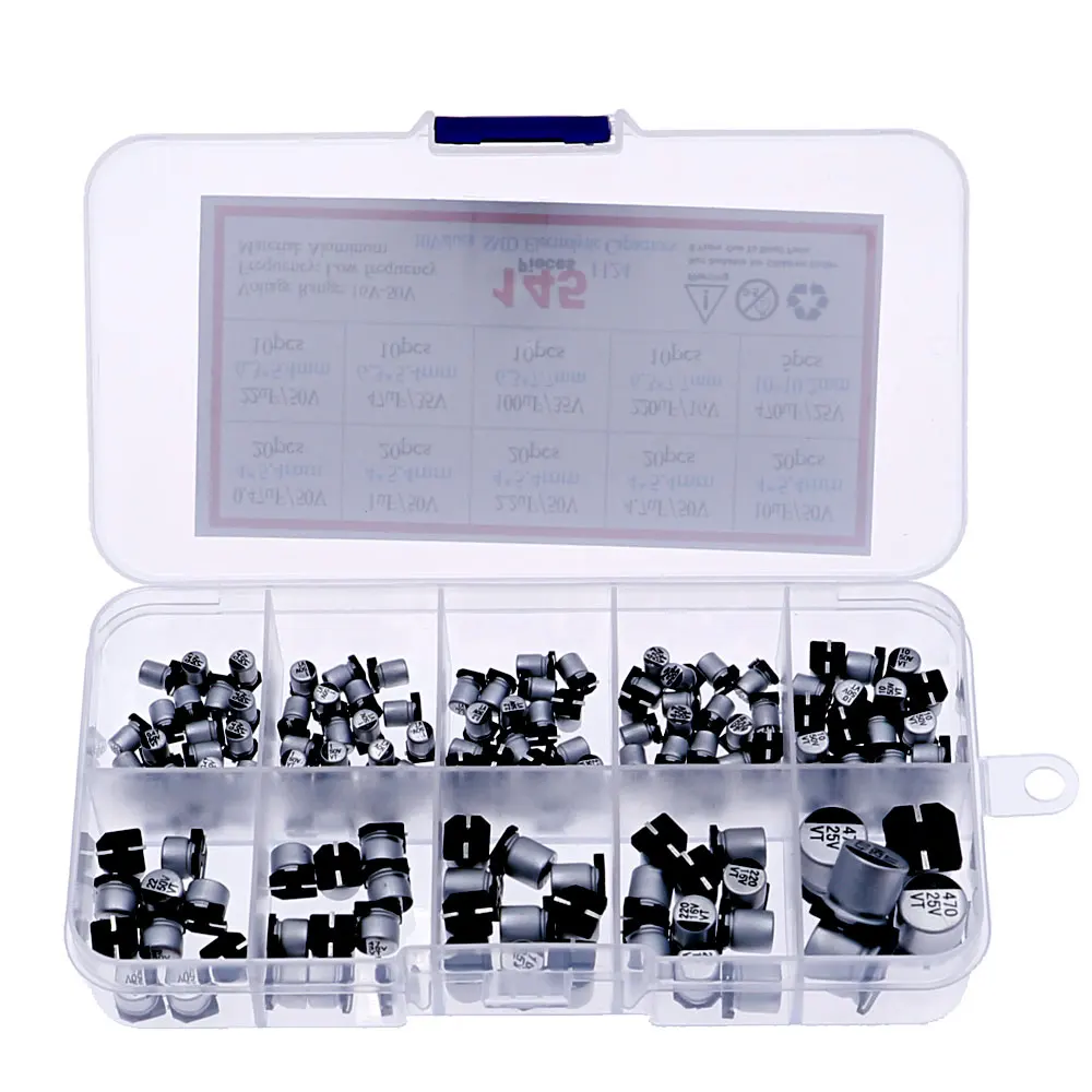 Kit surtido de condensadores electrolíticos para Proyecto de bricolaje electrónico, SMD 145 a 0,47 uF, 10 valores, 470 unidades