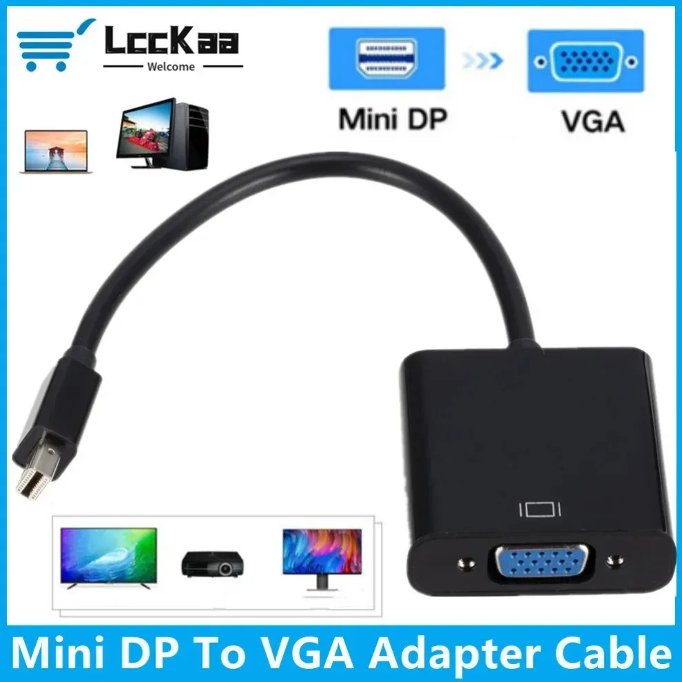 Adaptador de Cable Mini DP a VGA de 1080P, Mini convertidor Thunderbolt Mini DisplayPort a VGA para Monitor HDTV MacBook Air Pro iMac Mac