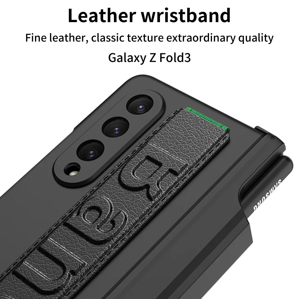 Funda de cuero elástica para Samsung Galaxy Z, funda de lujo antigolpes para Galaxy Z Fold3 - imagen 3