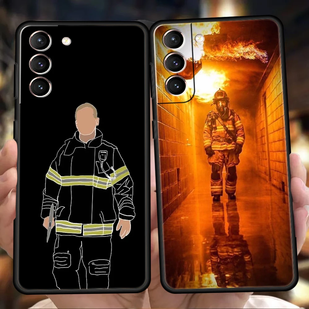 Funda de teléfono de bombero para Samsung Galaxy S25 S24 S23 S22 Ultra S20 S21 FE 5G S10 S9 Plus S10E, funda suave de TPU