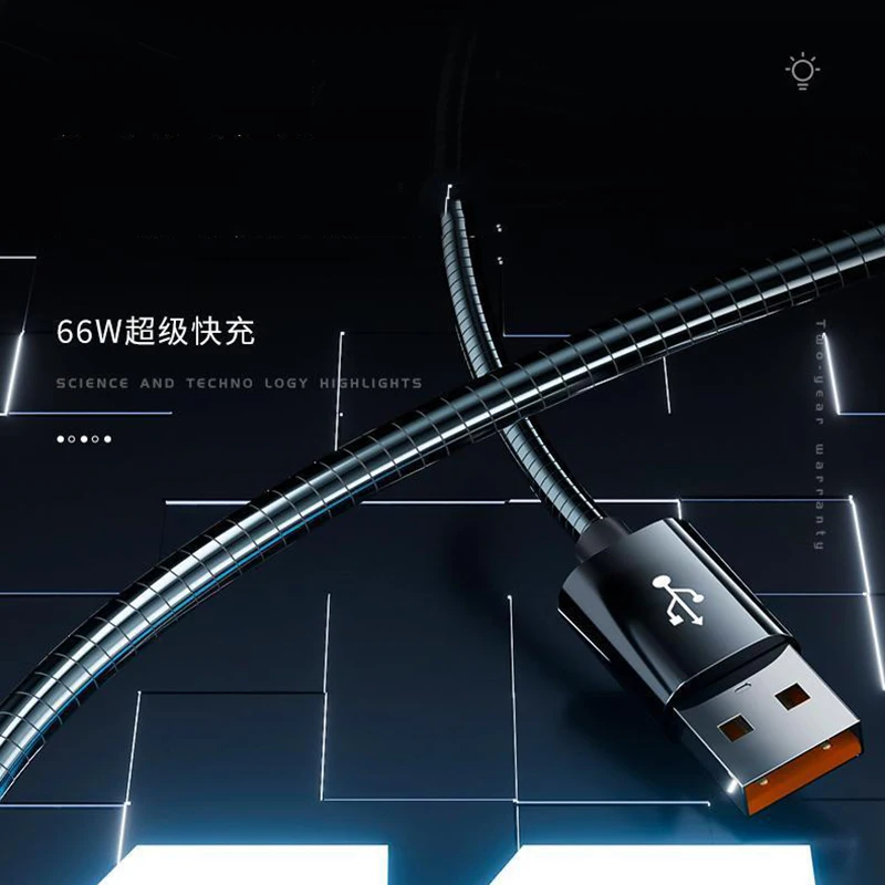 Cable de datos de carga tipo C, Cable Micro USB de Metal trenzado, 66W, 6A, para Xiaomi 13, K50, K60, Huawei, Samsung S3, S6, S7, teléfono Android - imagen 3