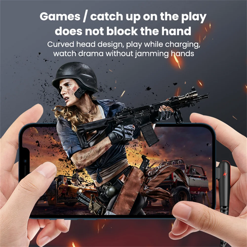 Cable USB tipo C con codo de 90 grados, 6A, 120W, Cable de datos para cargador de teléfono de carga rápida para Samsung, Xiaomi, Huawei, Cable USB C de carga rápida - imagen 4