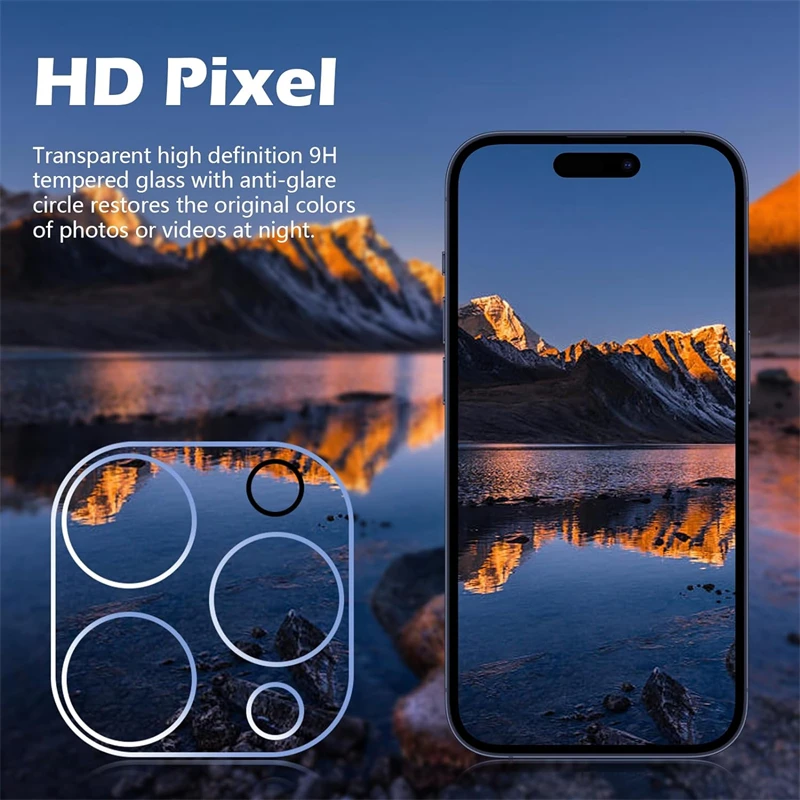 Protector de lente de cámara de teléfono móvil de vidrio templado para IPhone 15, 14, 13, 11 Pro Max, 12 Mini Plus, 15Pro, IPhone 15, cubierta de lente, 3 piezas - imagen 5