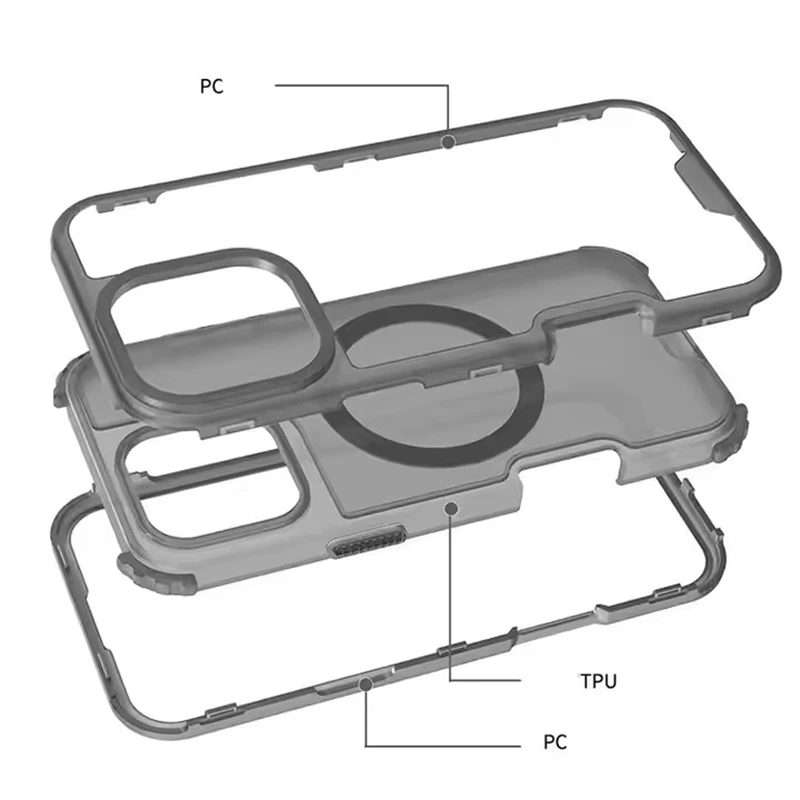 Funda de teléfono con armadura magnética 3 en 1 para Magsafe IPhone 16 15 14 13 12 Pro Max Plus 16Pro 15Pro accesorios de cubierta para IPones - imagen 2