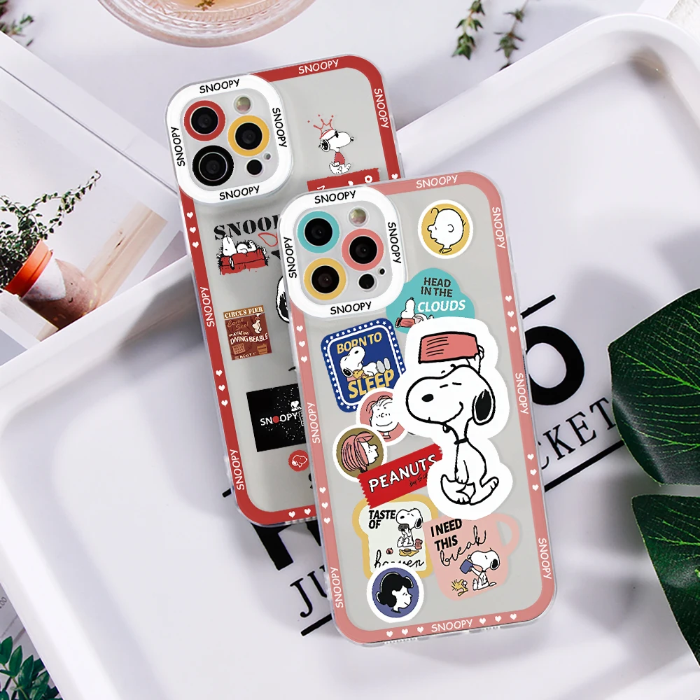 Funda de teléfono Cute Dog S-Snoopys para Samsung Galaxy A71 A55 A54 A53 A52 A51 A34 A33 A32 A23 A14 A13 A12 4G 5G, funda con impresión de borde - imagen 2