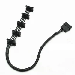 Cable Molex a 5 SATA 40cm – Divisor Alimentación PC 18AWG Negro