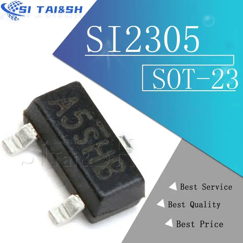 Transistor SMD SOT-23, 50 piezas, SI2305, A5SHB, tubo MOS, Canal P, transistor FET