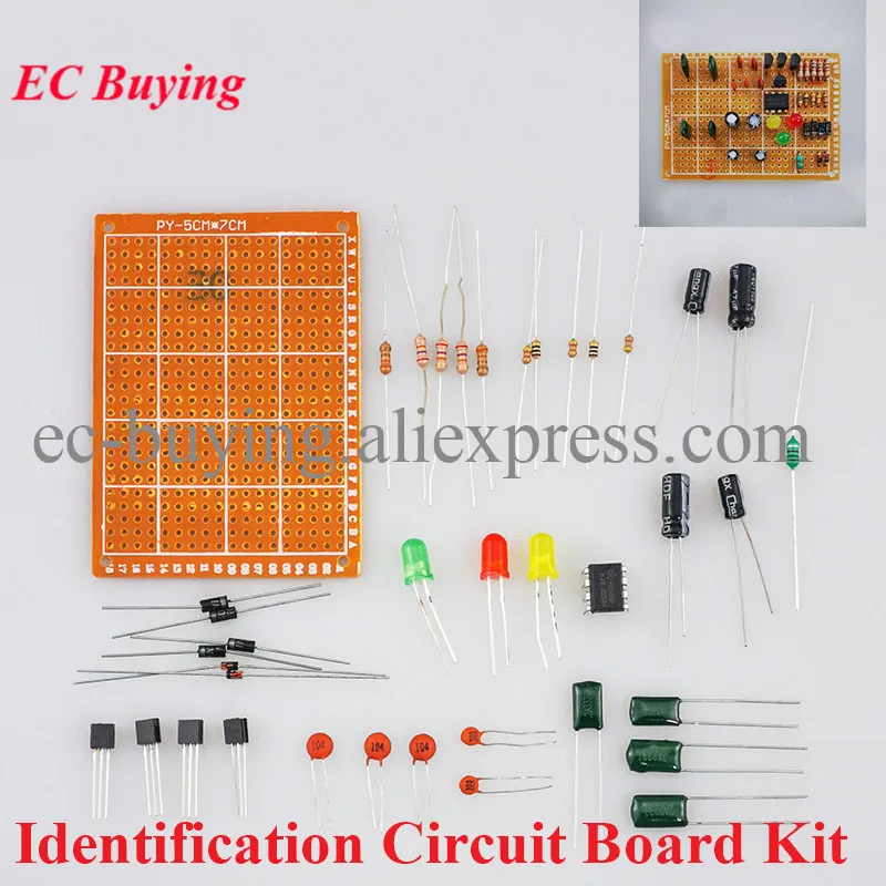 Kit de placa de circuito de experimento de identificación, componente de soldadura, práctica de soldadura, conjunto de entrenamiento de circuito electrónico, Kit DIY