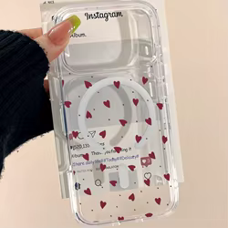 Funda Simple con Corazón Rojo para iPhone 17 16 15 13 12 11 Pro Max Plus 17 Air 16E 17Pro Max, Carga Inalámbrica Magnética