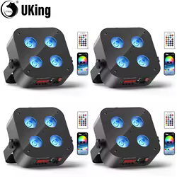 U'King 4 Uds Mini luz Par recargable alimentada por batería 4X18W RGBWA UV luz de escenario DMX512 LED Uplight para Festival fiesta boda