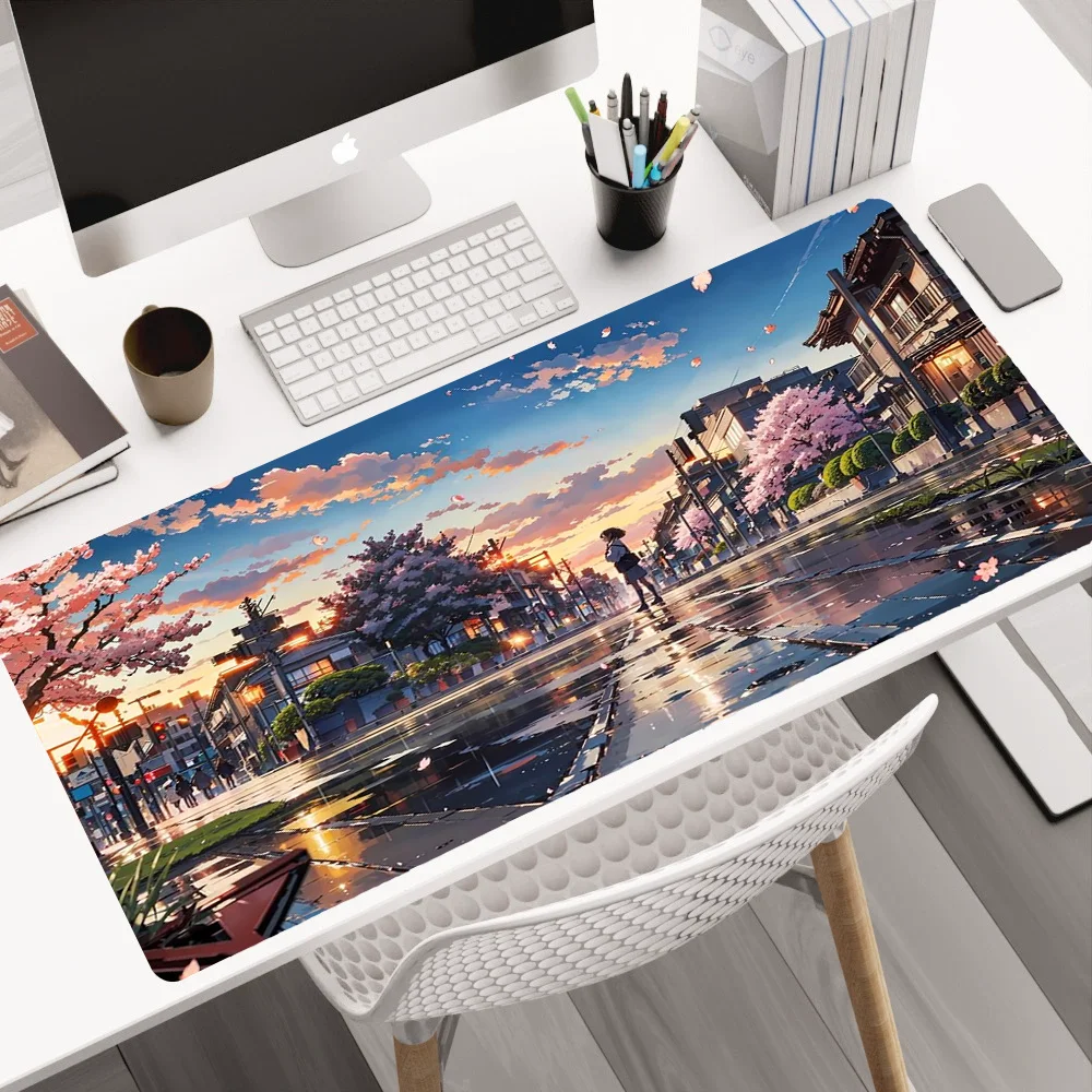 Alfombrilla de ratón para juegos de 1 pieza, alfombrilla de teclado grande de 1000x500x3MM, alfombrilla de ratón de anime paisaje adecuada para teclado de escritorio, con antideslizante