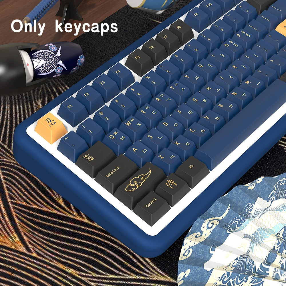 Teclas samurái azules para teclado mecánico personalizado GMK, japonés, coreano, ruso, alemán, español, francés, perfil Cherry - imagen 3