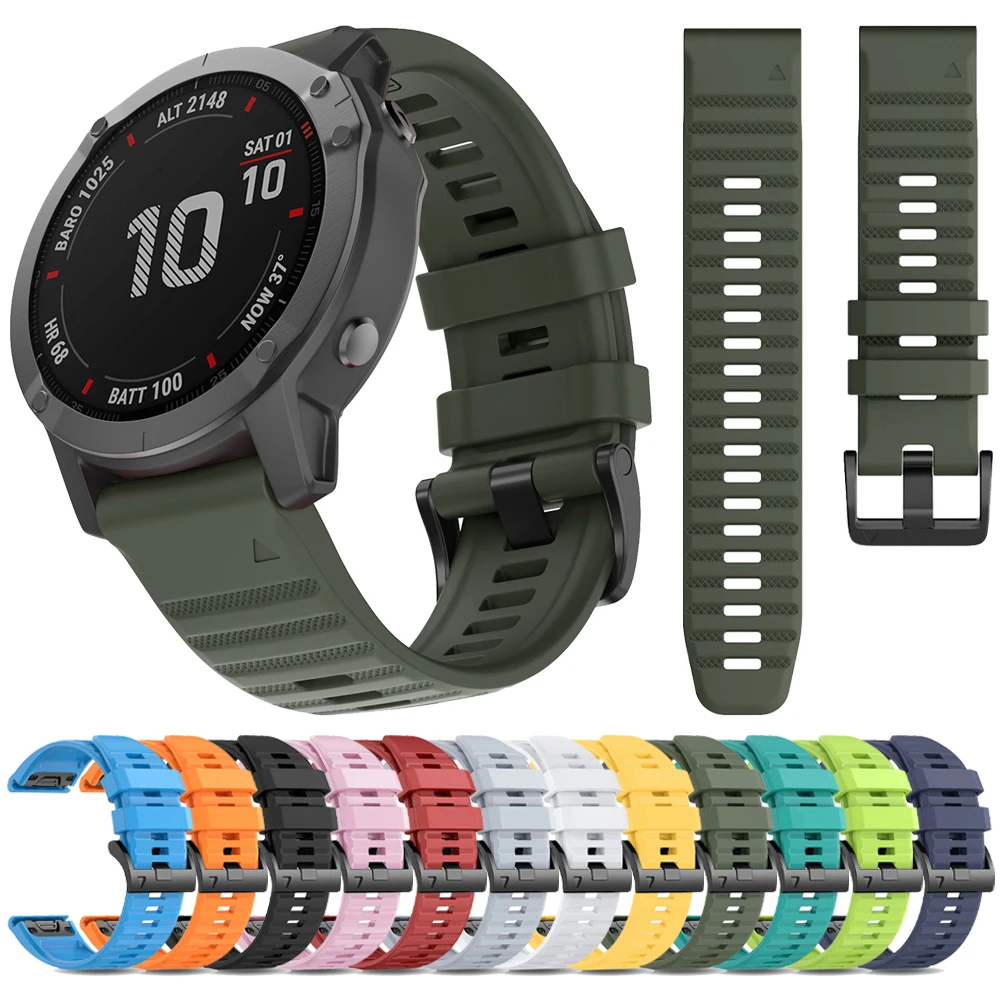 Correa de reloj de silicona de liberación rápida de 22mm y 26mm para Garmin Fenix 6 6X Pro/8 Pro E 7X 7/5 5X Puls/instinct 2X correa de silicona oficial
