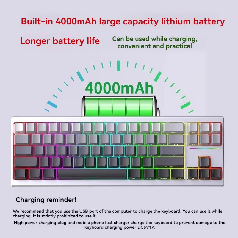 Teclado mecánico HJS AL70 personalizado, trimododo, inalámbrico, de aluminio, intercambio en caliente, RGB, 70 diseños, junta, teclado de oficina para videojuegos e-sports - imagen 2