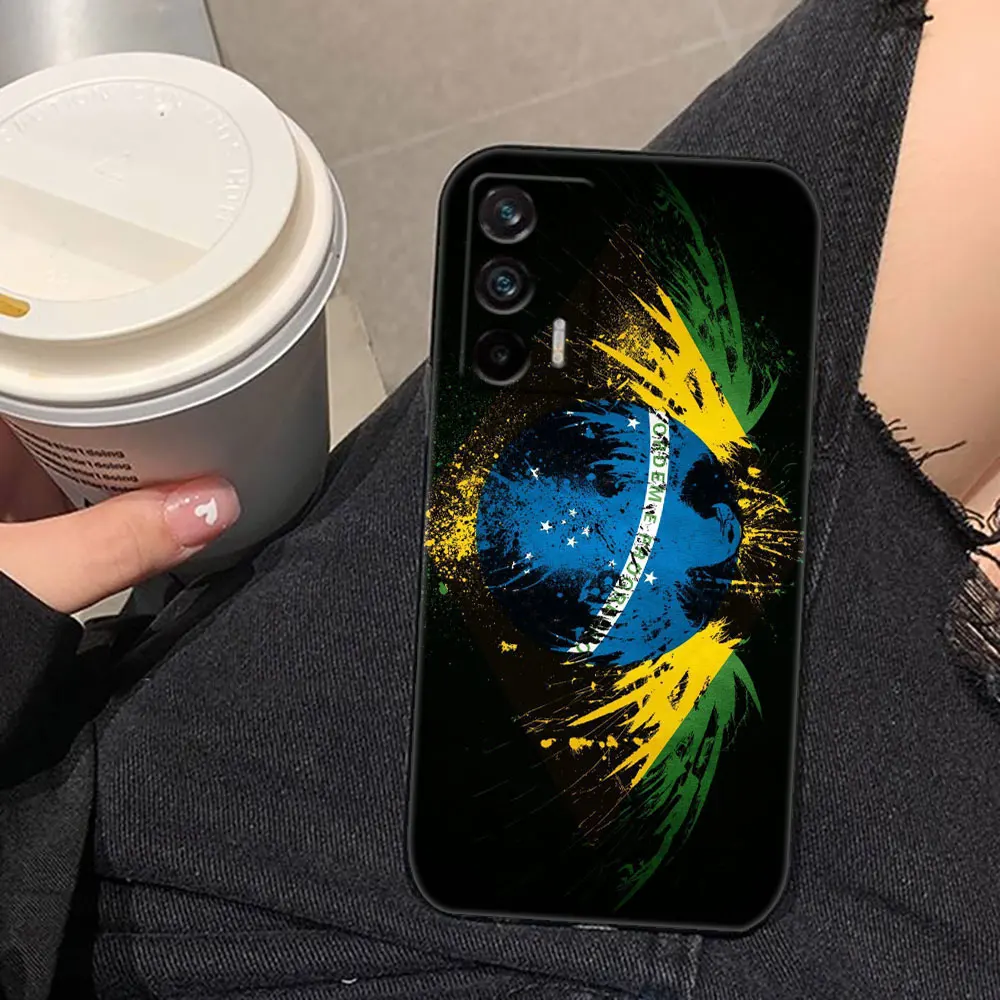 Funda de teléfono personalizada con bandera brasileña de Brasil para Realme C75 C65 C63 C55 C53 C35 C33 C30 C21Y C21 C20 C15 C11 GT NARZO 50 50I