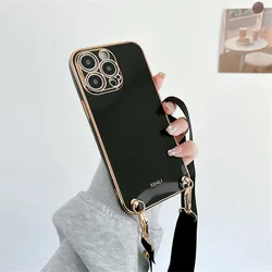 Funda Silicona iPhone 15 Pro Max con Cordón Cruzado Premium