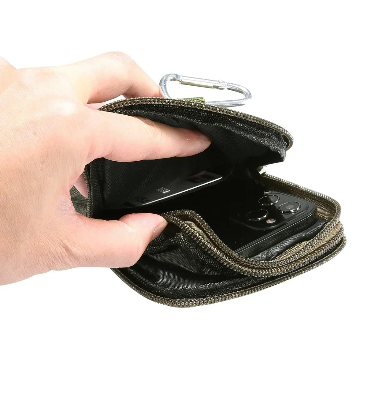 Funda Universal para teléfono móvil de 6,9 pulgadas, funda suave de neopreno para teléfono inteligente con mosquetón, bolsa con cremallera multicapa, bolsa con Clip para cinturón - imagen 5