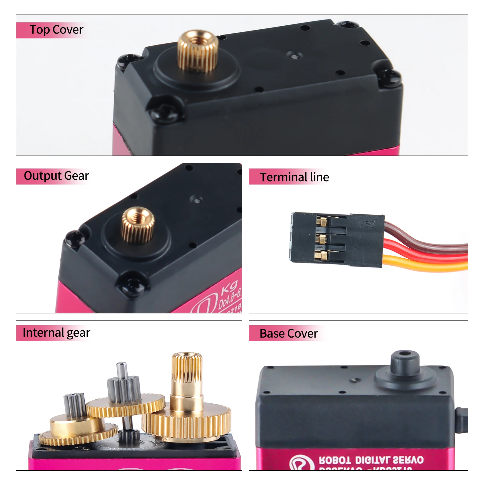 4 Uds RDS3218 20KG Servo Digital de doble eje con soporte de montaje en U Servo robótico de engranaje de Metal completo de alto par de 180/270 grados - imagen 5