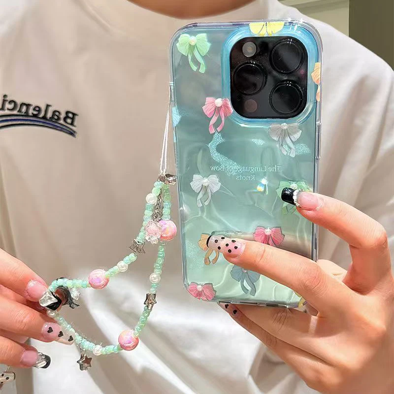 Funda con lazo de perlas para Samsung Galaxy A56 A26 A36 A06 A05 A24 A50 A53 A33 A51 A31 A12 A32 A52 A22 A13 A23 A04 A03 A02S M23 - imagen 2