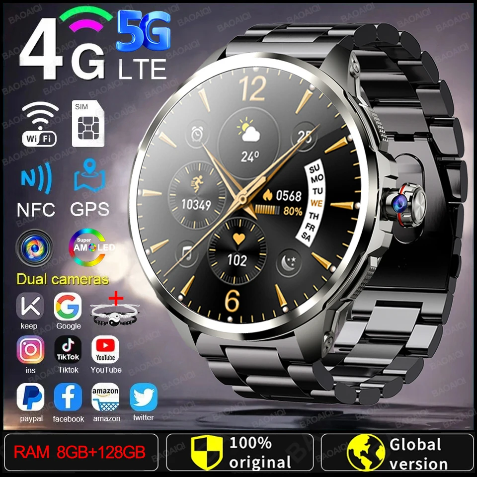 Reloj inteligente de red completa 5G/4G 1,95 pulgadas 720*720 pantalla grande HD 8GB + 128GB RAM videollamada Smartwatch Google Play WIFI GPS tarjeta Sim - imagen 2
