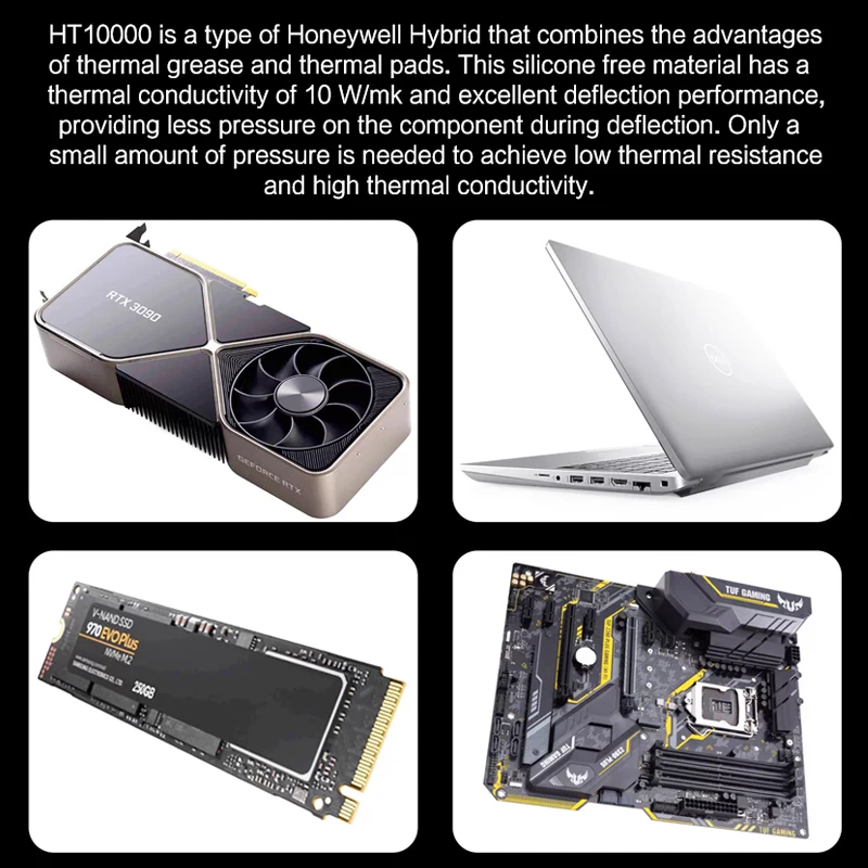 Honeywell HT10000 pasta térmica 10W/m.k grasa de silicona compuesta de alto rendimiento para Gamer PC PS5 CPU GPU refrigeración - imagen 3
