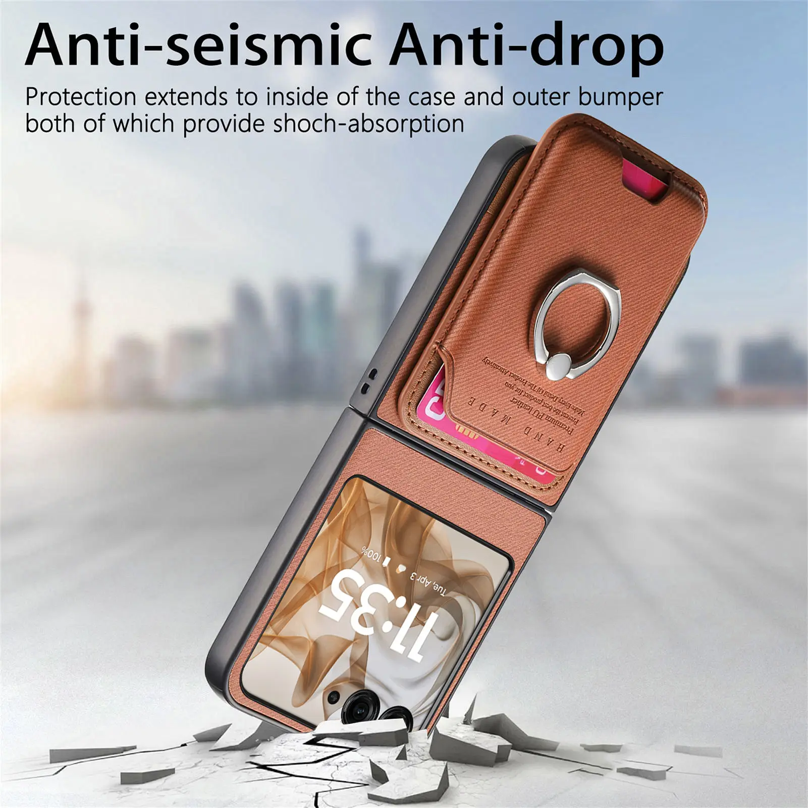 Tarjetas magnéticas desmontables 2 en 1, cartera Solt, funda con soporte de anillo vaquero para Motorola Razr 50 Ultra 40, funda de bolsillo Vertical - imagen 5