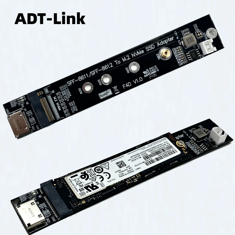 ADT F4D para OCuLink SFF-8611/8612 a M.2 NVMe m-key 2230 2242 2260 2280 tarjeta adaptadora SSD PCIe 4,0x4 Gen 4 tarjeta de expansión de 64Gbps - imagen 2