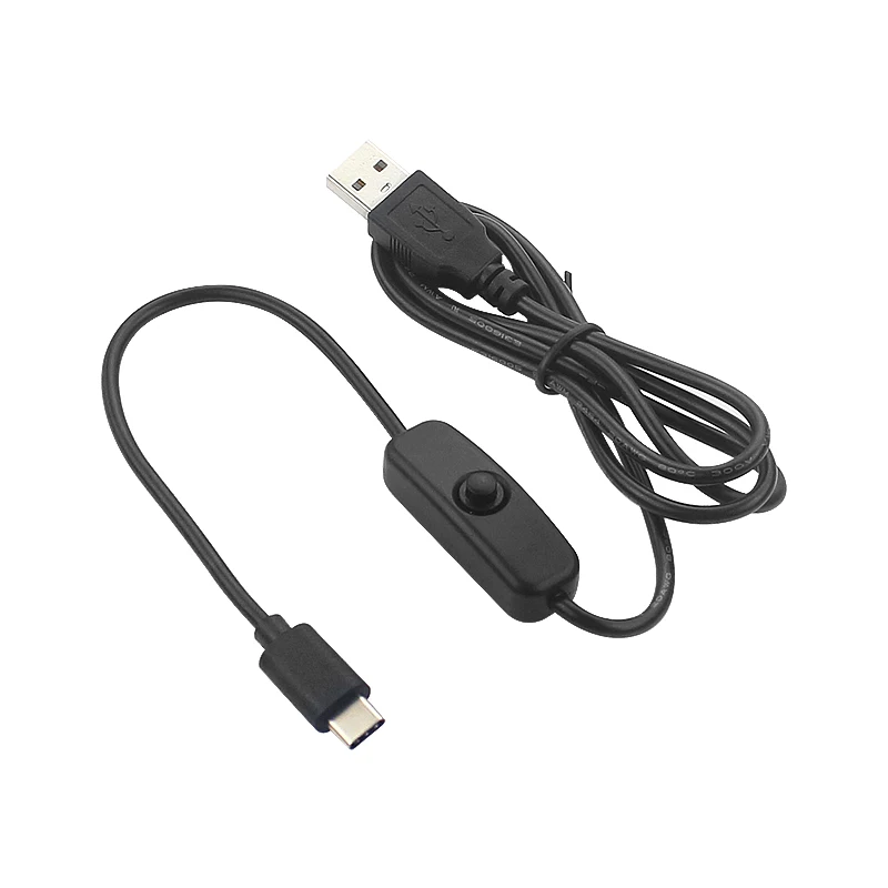 Raspberry Pi 4 Modelo B Cable de carga USB tipo C con botón de encendido y apagado 3A 1M Cable de alimentación USB C para teléfono Android Orange Pi 4 3 LTS - imagen 2
