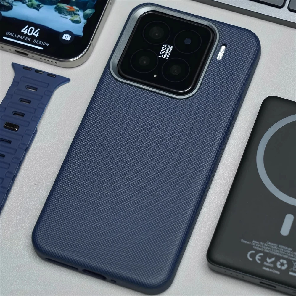 Funda mate de cuero PU con textura en relieve de diamante de lujo para Xiaomi Mi15 Mi 14 15 Pro, lente de Metal de carga inalámbrica a prueba de golpes - imagen 5